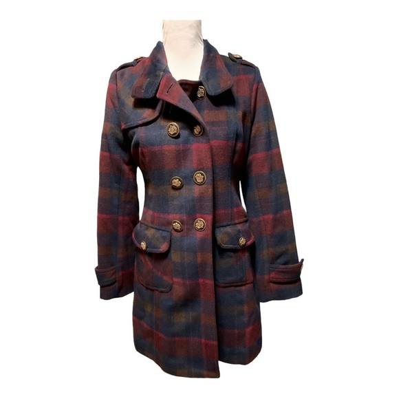 COOGI Vintage Women’s Plaid Wool Blend Double Breasted Coat Size S - Picture 1 of 8